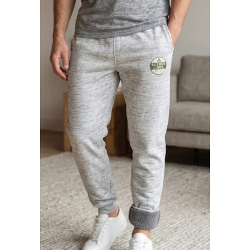 Men's Matix Sherpa Lined Athletic Sweatpants Jogger XL Pants Marled White Drawst